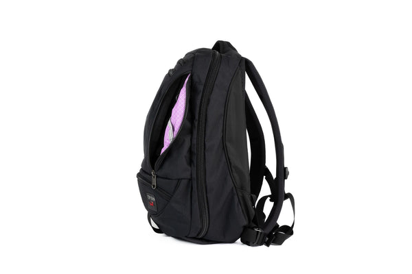 The Synik 22 in Black X-Pac® with a Wisteria (pale purple with white grid) 200 Halcyon interior.